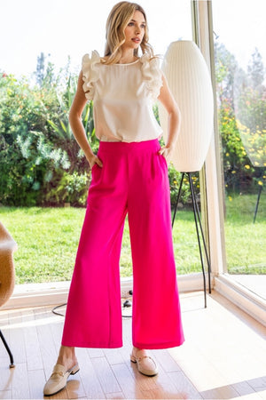 Flare Leg Solid Slacks