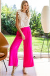 Flare Leg Solid Slacks