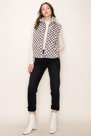 Checkered Fur Polar Vest