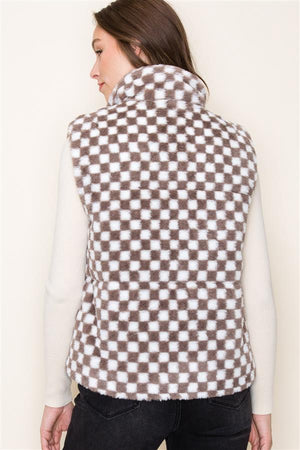 Checkered Fur Polar Vest