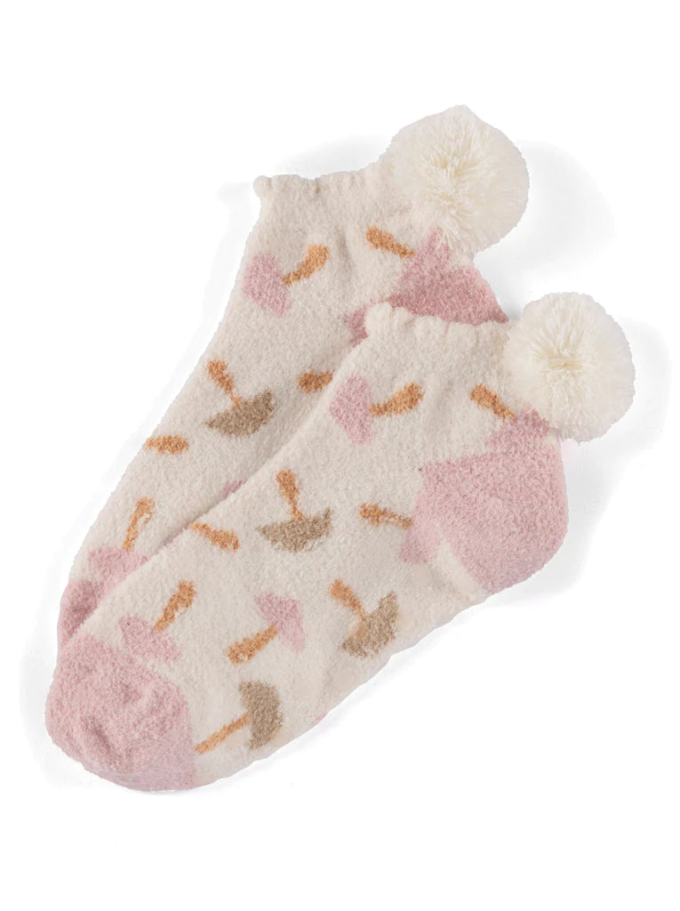Mushroom Pom Home Socks