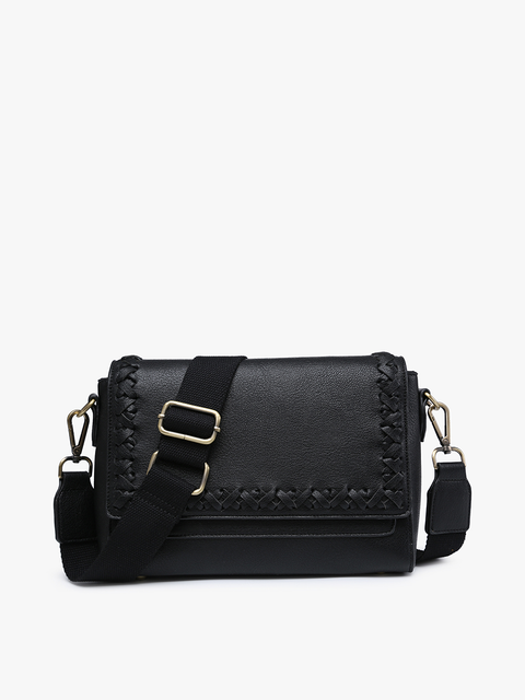 Francesca Whipstitch Flapover Crossbody Bag