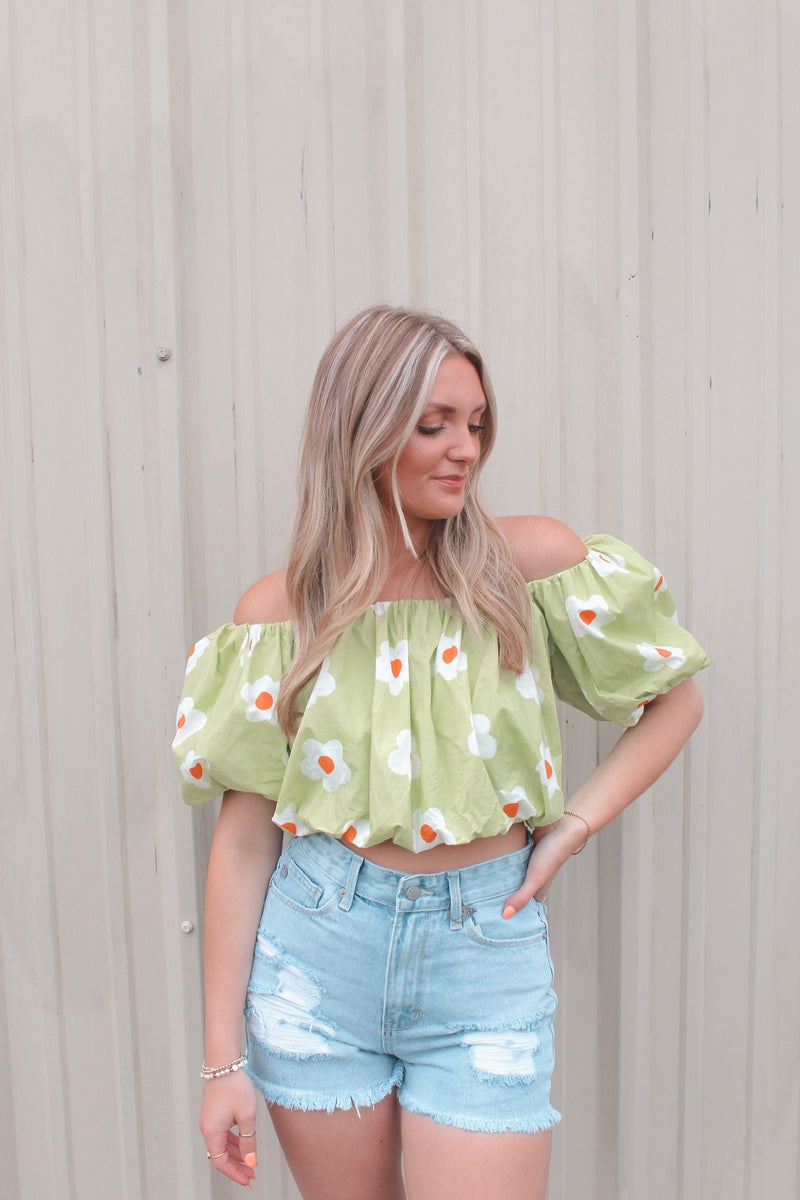 Poplin Flower Crop Top