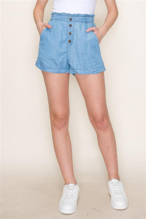 Ruffle Waist Tencel Paperbag Shorts