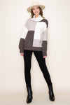 Colorblock Balloon Sleeve Turtleneck Sweater