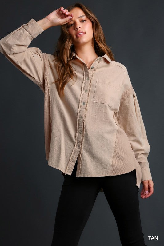 Waffle Trim LS Button Top