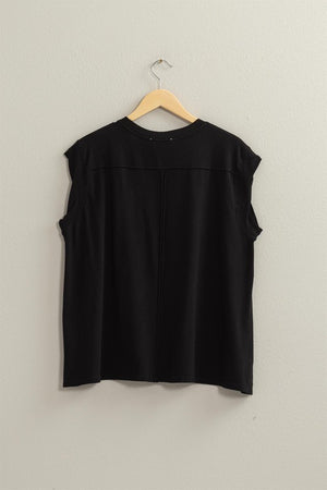 Oversized Round Neck Soft Cap Sleeve Top