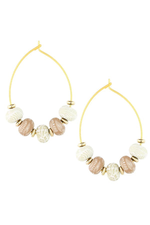 Bead Hoop Earrings- Ivory Palm