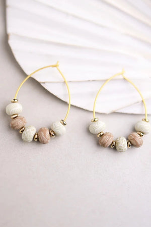 Bead Hoop Earrings- Ivory Palm