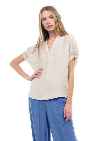 Shirred Back & Sleeve Top
