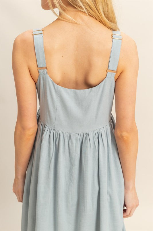 Square Neck Fit & Flare Midi Dress Medium / Blue Square Neck Fit & Flare Midi Dress Medium / Blue