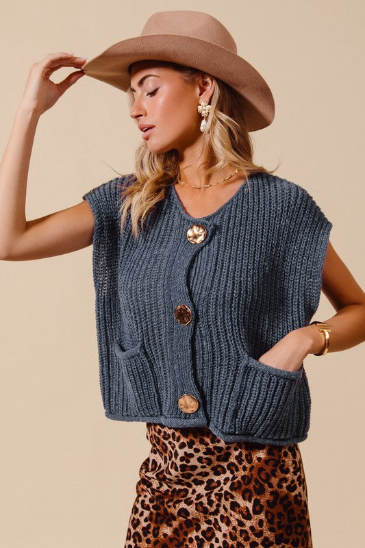 Big Button Sweater Vest