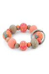 Coral Crush Bead Bracelet Keychain Keyring