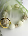 Ivory Palm Bead Bracelet Keychain Keyring