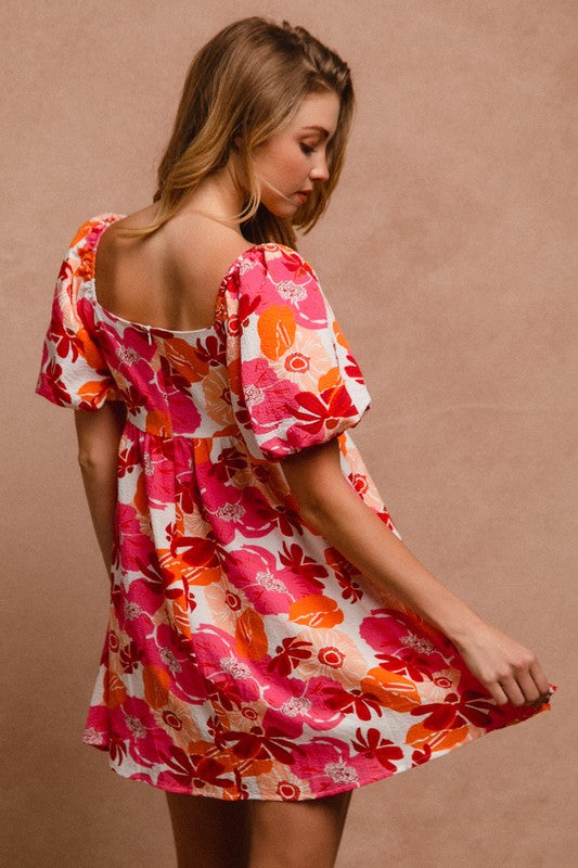 red floral babydoll dress Sherri Hill 56384