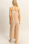 Texted Wide Leg Overalls Jumpsuit