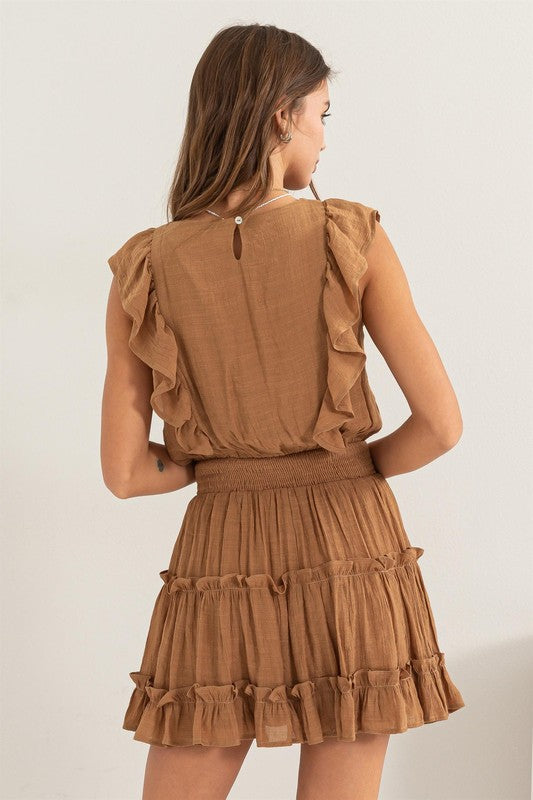 Cinch Waist Ruffle Mini Dress Free Souls Boutique Cinch Waist Ruffle Mini Dress Free Souls Boutique