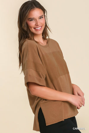 Terry Panel Mineral Wash Knit Top