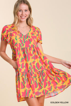 Abstract Print Tier Dress