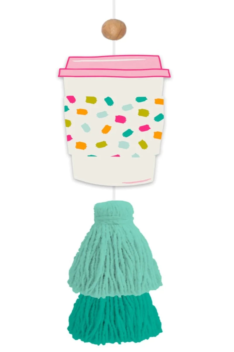 Confetti Coffee Cup Tassel Air Freshener