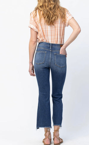 Mid Rise Step Hem Bootcut Jeans