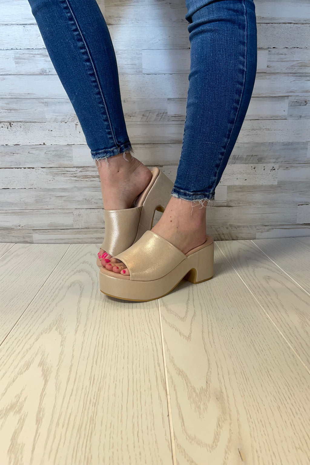 Terry Natural Slip-On Platform Heel