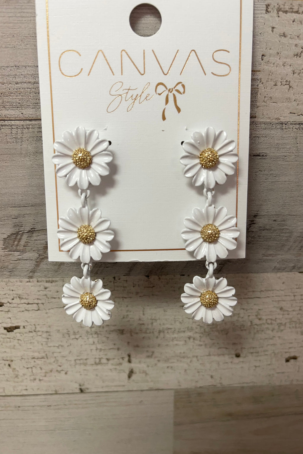 Linked Daisies Enamel Earrings