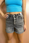 HW Button Fly Cuff Denim Shorts