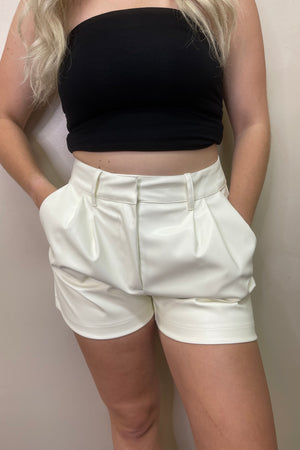 Faux Leather Side Pocket Shorts