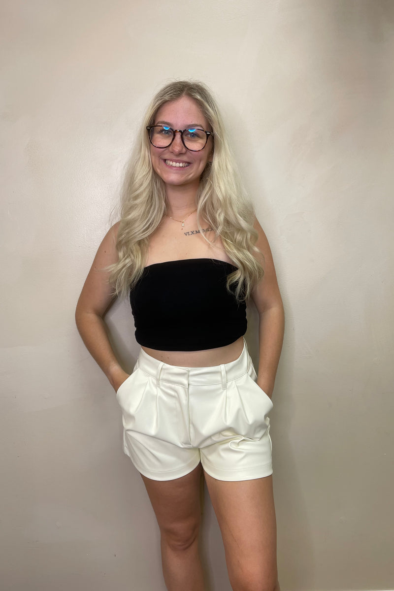 Faux Leather Side Pocket Shorts