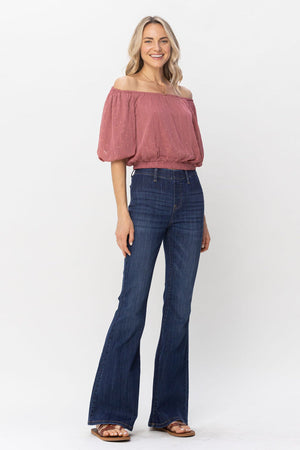 HW Pull on Flare Jeans