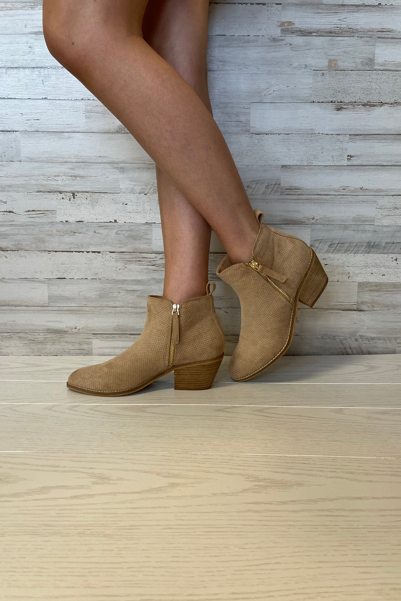 Spooktacular Perforated Suede Booties