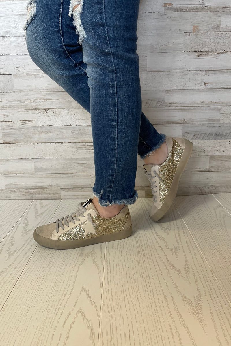 Paula Low Top Gold Glitter Star Sneakers