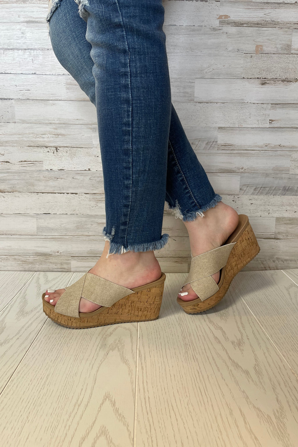 Kindling Criss Cross Woven Slip On Wedge