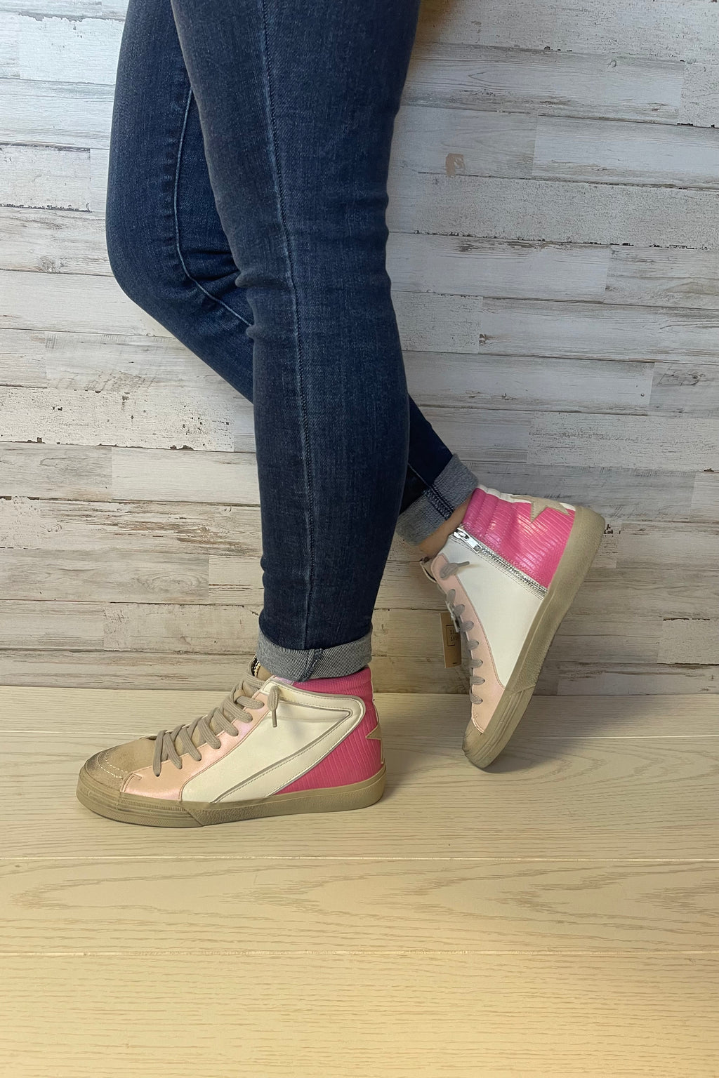 Rooney High Top Sneakers- Pink Lizzard