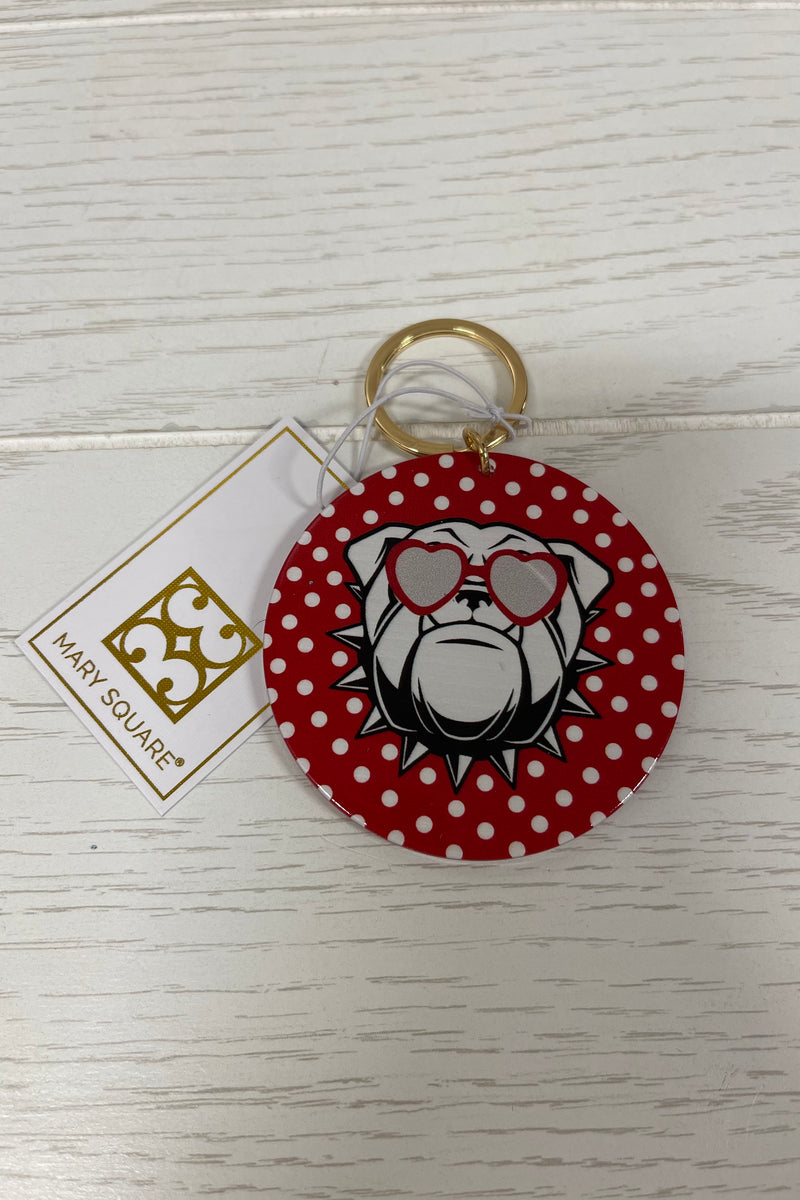 Round Acrylic Bulldog Frenzy Keychain