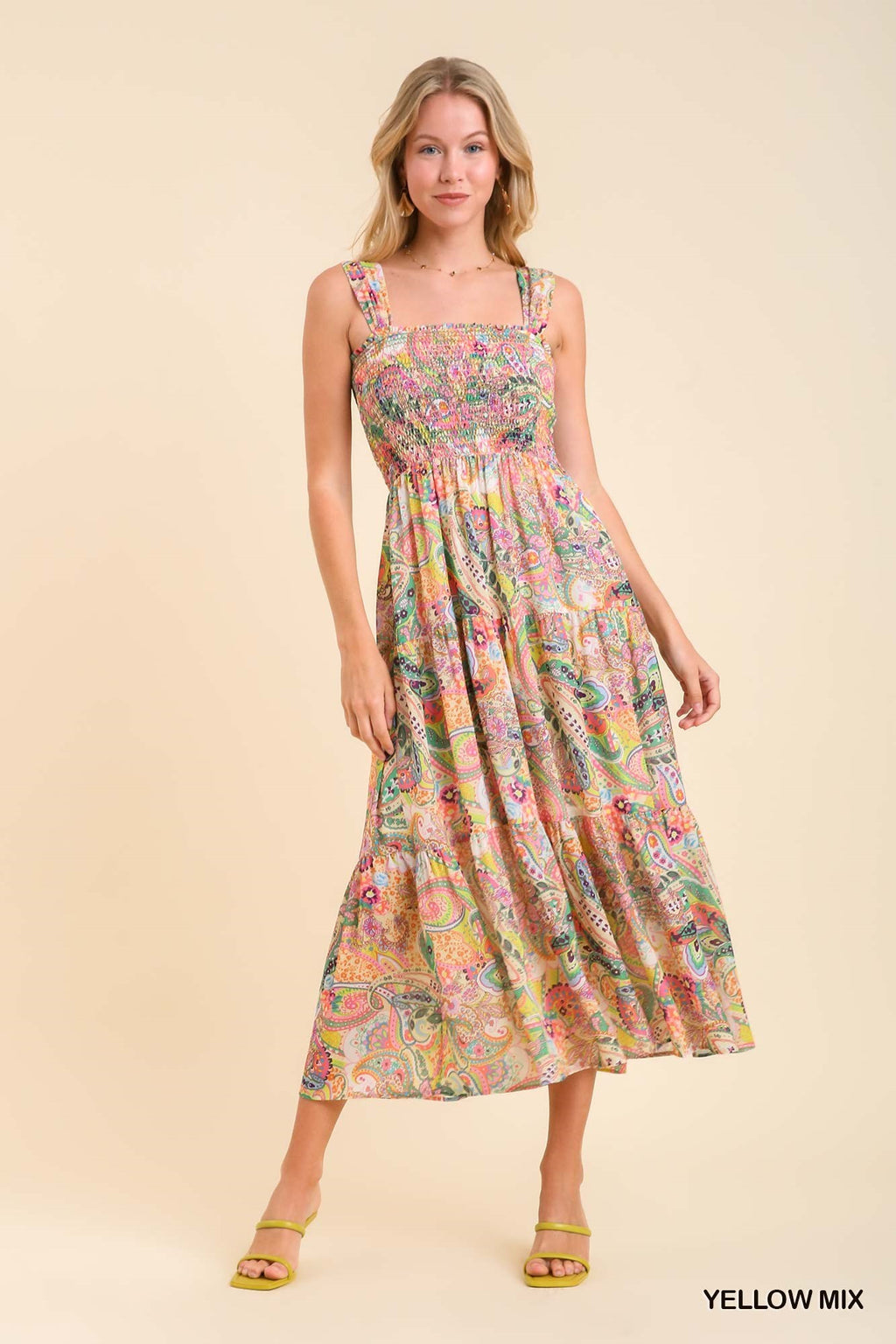 Paisley Print Smock Maxi Dress