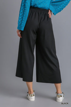 Woven Pleat Wide Leg Pants