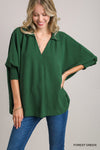 Smock Cuff Dolman Collar Top