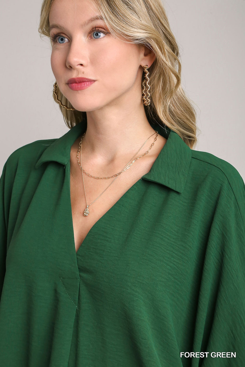 Smock Cuff Dolman Collar Top