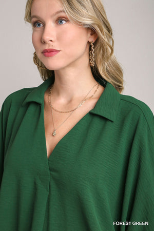 Smock Cuff Dolman Collar Top
