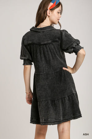 Cotton Gauze Smock Half Sleeve Dress