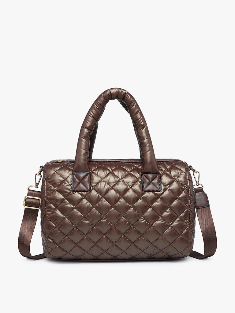 Trista Puffy Quilted Satchel Tote Purse