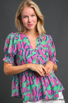 Abstract Print Peplum Top