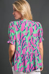 Abstract Print Peplum Top