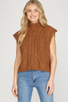 Roll Collar Sleeveless Sweater Top