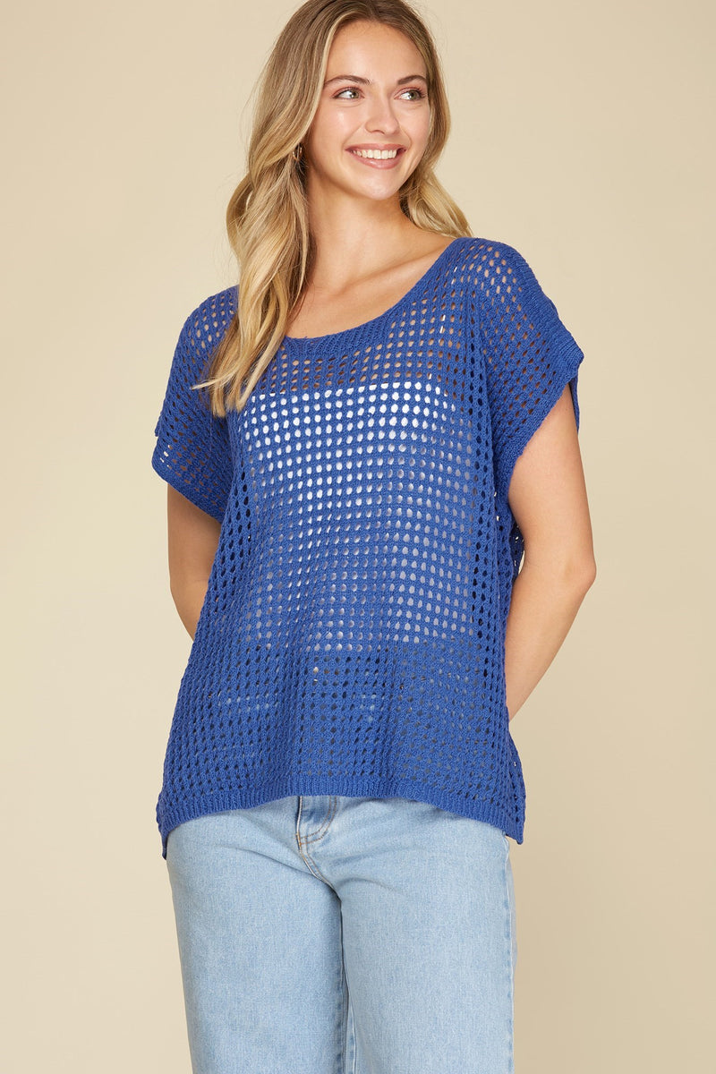 Open Weave SS Sweater Top