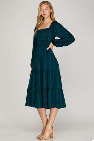 Empire Waist Tiered Midi Dress