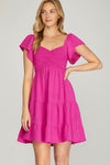 Flutter Sleeve Smock Sweetheart Dress