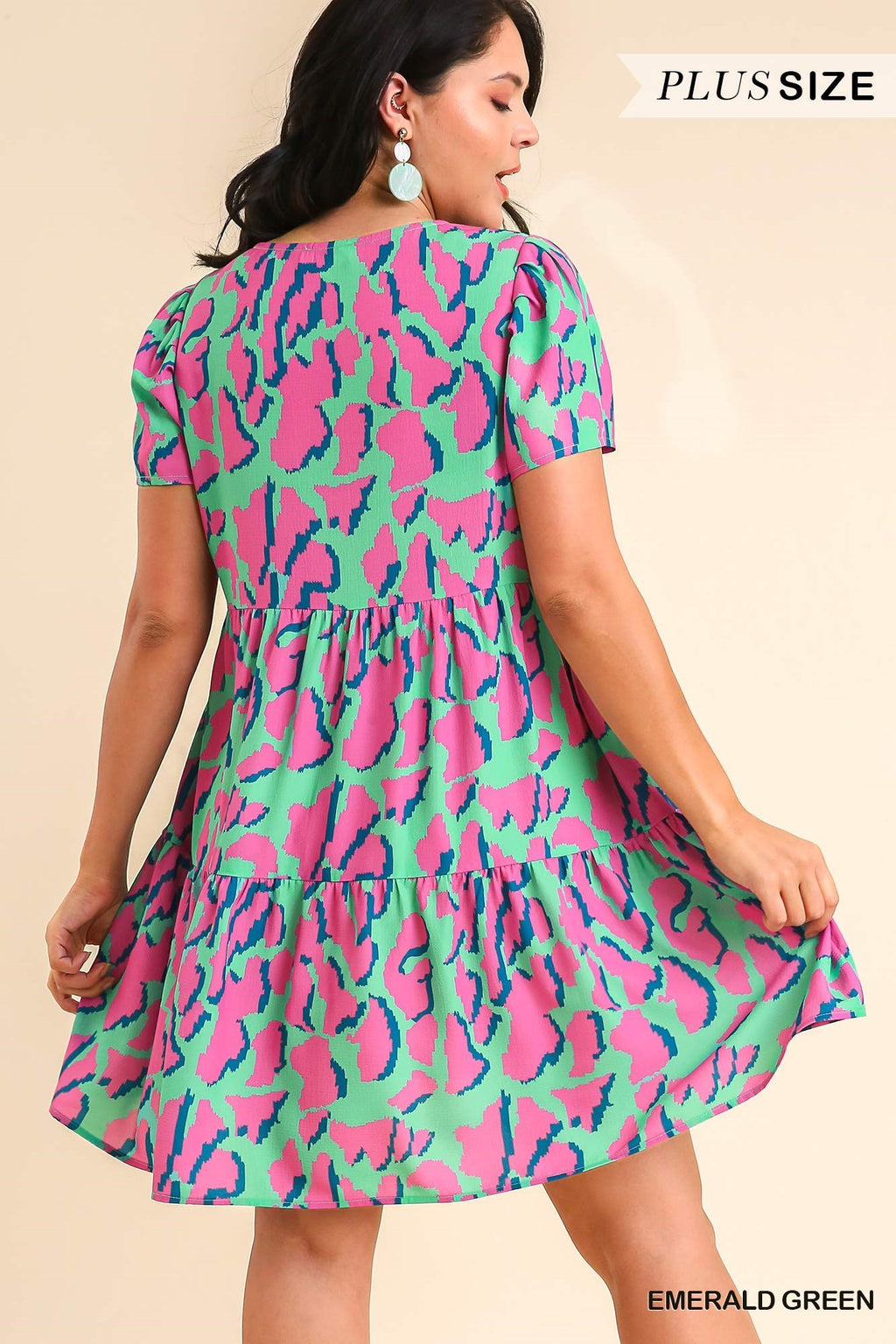 Plus Abstract Print Tier Dress